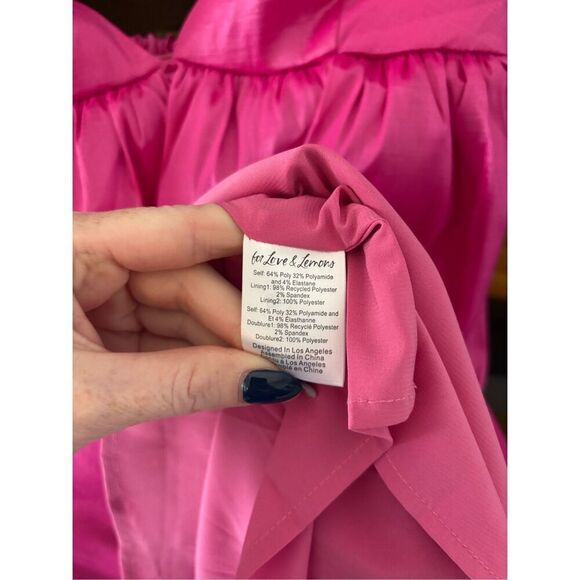 NWT For Love & Lemons Selena Mini Dress In Pink Size Small $249 MSRP - Picture 9 of 11